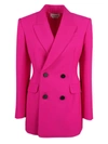 Alexander Mcqueen Double-breasted Straight Hem Blazer In Pink &amp; Purple