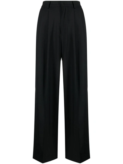 Az Factory With Lutz Huelle Wide Leg Wool Trousers In Black