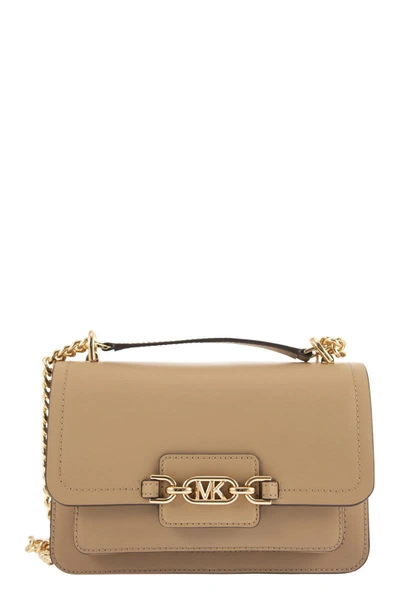 Michael Kors Heather Large Leather Cross Body Bag In Camel