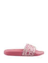 Moncler Round Toeline Open Toe Flat Sole Slides In Pink