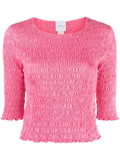 Patou Smocked Organic Cotton Top In Pink &amp; Purple