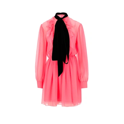 Gucci Flared Silk Dress In Pink