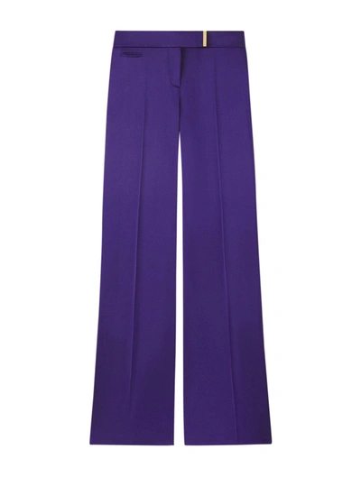 Tom Ford Mid Rise Wide Fluid Satin Pants In Pink & Purple