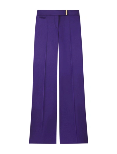 Tom Ford Mid Rise Wide Fluid Satin Pants In Purple Dalhia