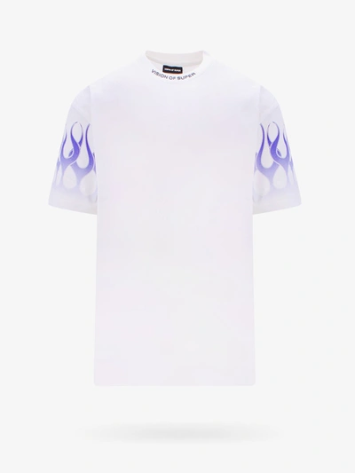 Vision Of Super Off White T-shirt With Blue Flames
