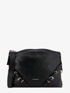 Givenchy Hammered Leather Shoulder Bag With Logo On The Front And Metal Details In Black