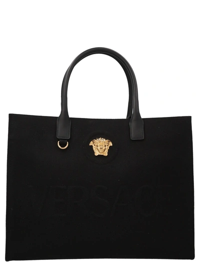 Versace La Medusa Shopping Bag In Black