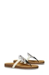 Tory Burch Miller Cloud Womens Leather Thong Footbed Sandals In Spring Lavender / Perfect Black / New Iv