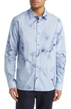 Ted Baker Mens Sky-blue Louth Floral-print Long-sleeved Cotton Shirt