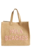 Btb Los Angeles Hola Beaches Tote Bag In Sand/ Fuschia