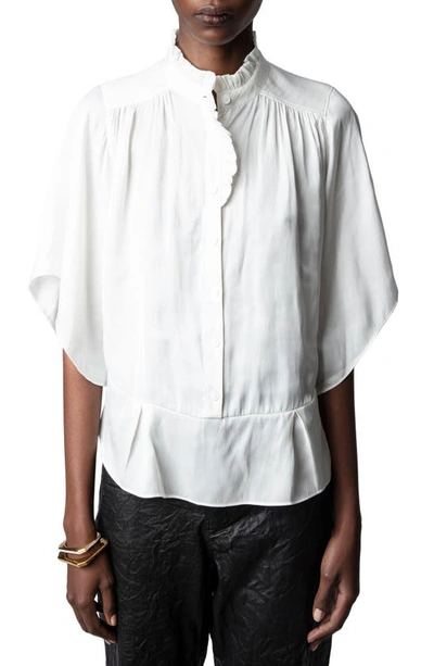 Zadig & Voltaire Taro Ruffle Satin Blouse In Judo