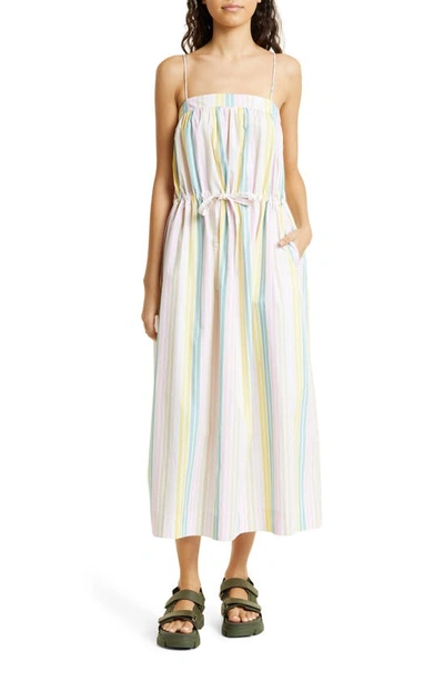 Ganni Striped Maxi Dress In Multicolor