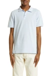 Sunspel Solid Piqué Polo In Pastel Blue