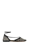 Bottega Veneta Sparkle Stretch Flat Leather Sandals In Black Crystal