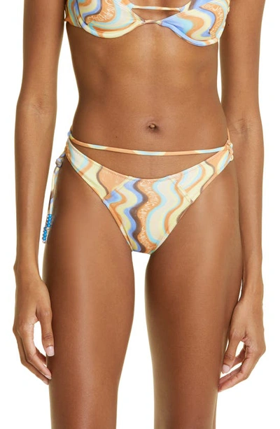 Jacquemus Waves Barco Strappy Bikini Bottoms In Multicolor