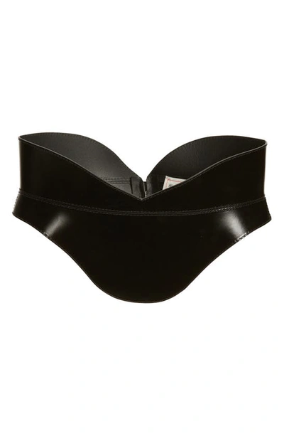 Alexander Mcqueen Leather Corset Belt In Black