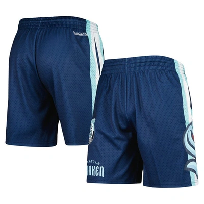 Mitchell & Ness Men's  Deep Sea Blue Seattle Kraken City Collection Mesh Shorts