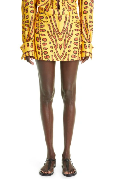 Altuzarra Zola Printed Lyocell And Linen-blend Mini Skirt In Butterscotch