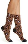 Ugg Leslie Crew Socks In Cedar Bark Leopard