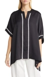 Misook Asymmetric Tunic Top In Black/ White