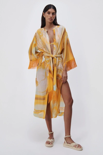 Jonathan Simkhai Odelia Marble Print Coverup Midi In Zinnia Marble