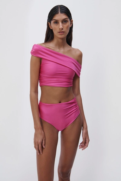 Jonathan Simkhai Millie Satin Bikini Bottom In Dragon Fruit