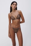 Jonathan Simkhai Joelle Crystal Mesh Bikini Top In Caraway