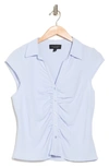 LAUNDRY BY SHELLI SEGAL LAUNDRY BY SHELLI SEGAL CAP SLEEVE RUCHED BUTTON-UP TOP