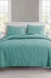 Vcny Home Shore Embossed 3-piece Quilt Set In Blue Teal
