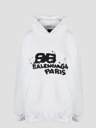 Balenciaga 宽松棉质连帽卫衣 In White