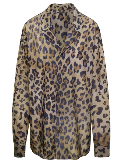 Balmain Leopard-print Shirt In Brown