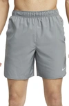Nike Dri-fit Challenger 18cm Shorts 'grey' In Smoke Grey/ Smoke Grey/ Black