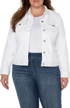 Liverpool Los Angeles Wide Sleeve Fray Hem Denim Trucker Jacket In Bright White