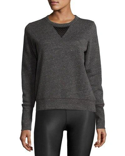 Alo Yoga Downtown Mesh-panel Long-sleeve Sport Pullover In Gray
