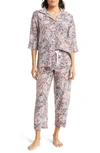 Papinelle Sienna Cotton Sateen Crop Pajamas In French Blue