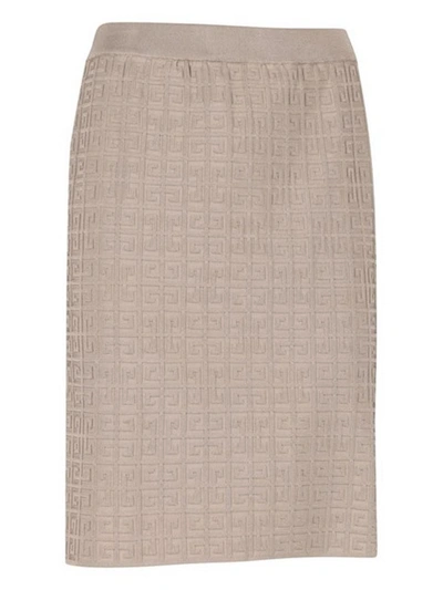 Givenchy Logo Pencil Skirt In Taupe