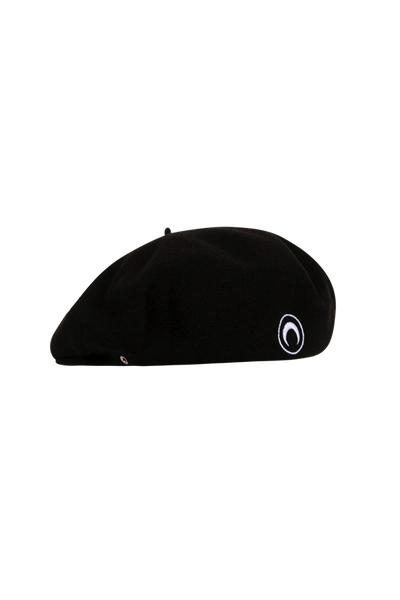 Marine Serre Moon Classic French Beret In 00 Black