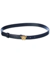 Versace La Medusa Buckle Leather Belt In Black