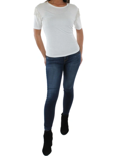 Bb Dakota By Steve Madden Womens Modal Blend Embellished T-shirt In White
