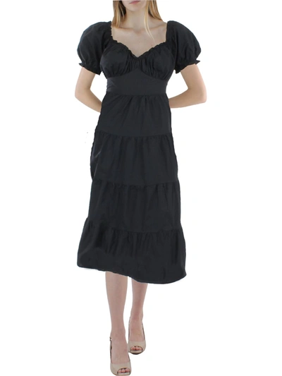 Astr Womens Cotton Smocked Midi Dress In Black