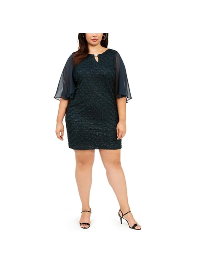 Connected Apparel Plus Womens Sequin Party Cocktail Dress In Multi