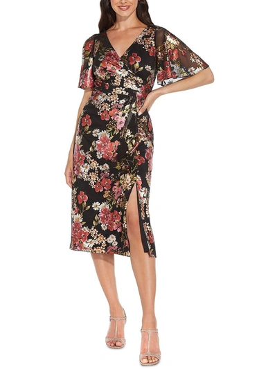 Adrianna Papell Womens Floral Metallic Cocktail And Party Dress In Multi
