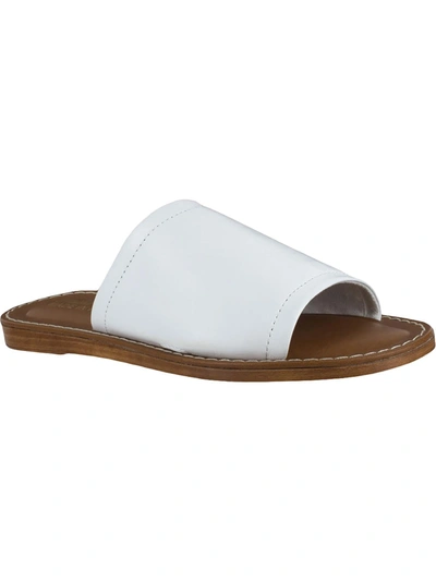 Bella Vita Womens Leather Slip On Slide Sandals In White