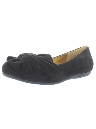 Bellini Snug Womens Faux Suede Ruched Ballet Flats In Black
