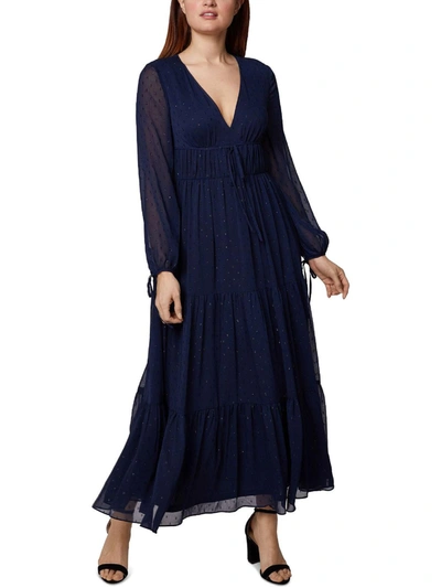 Sage Womens Ruffled Tiered Maxi Dress In Blue
