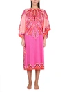 Etro Plissiertes Kleid Mit Grafischem Print In Purple