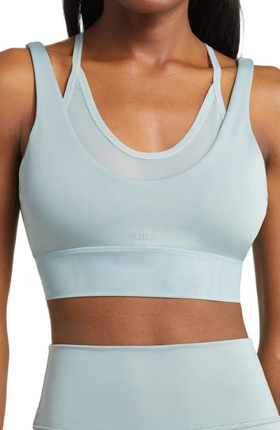 Alo Yoga Airlift Double Trouble Sports Bra In Cosmic Grey | ModeSens
