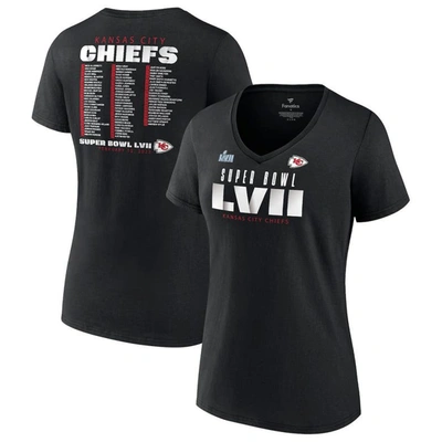 Fanatics Branded Black Kansas City Chiefs Super Bowl Lvii Varsity Roster V-neck T-shirt