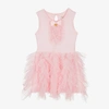 ANGEL'S FACE GIRLS PINK COTTON & TULLE RUFFLE DRESS