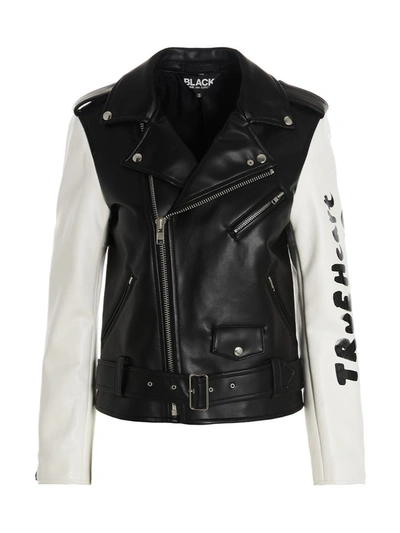 Comme Des Garcons Black Comme Des Garçons Black 'true Heart Strong Mind' Biker Jacket In White/black